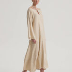 MIDI LINEN DRESS WITH METAL DETAIL