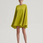 MINI SATIN DRESS WITH LONG BELL SLEEVES