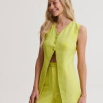 LINEN VEST TOP WITH FRONT OPENING