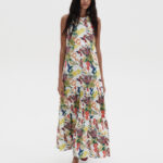 PRINTED LONG DRESS WITH OPEN BACK